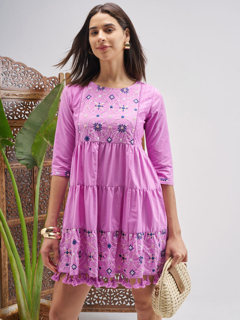 Vishudh Embellished Embroidered Fit & Flare Dress