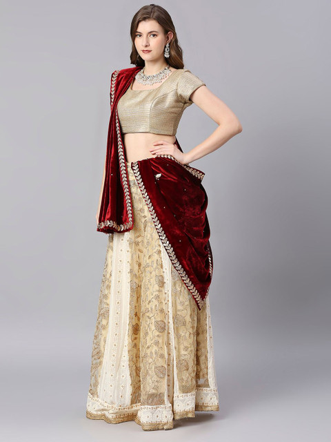 Dupatta Bazaar Floral Embroidered Velvet Dupatta With Gotta Patti