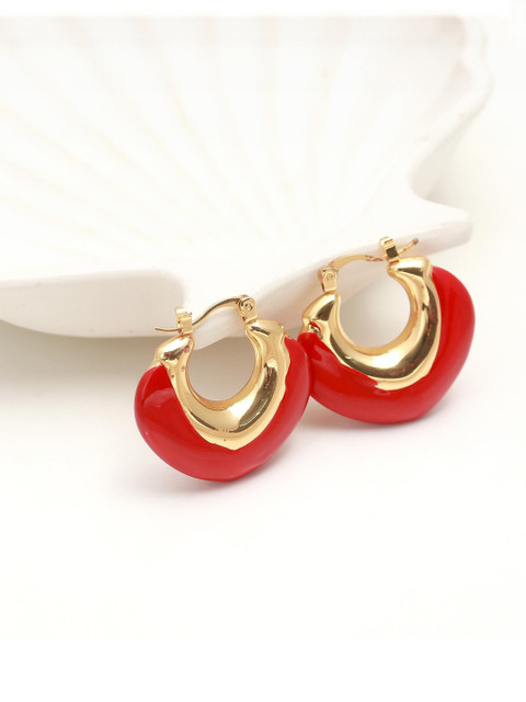 MAHTTAB Women Geometric Half Hoop Earrings