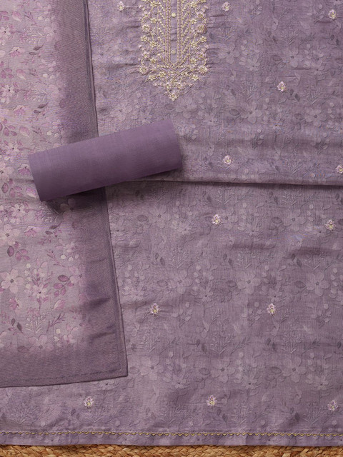 Soch Printed Floral Printe Beads & Stones Tissue Unstitched Dress Material - Image 4