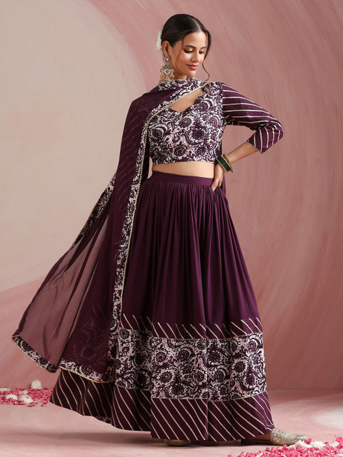 Khushal K Floral Printed Gotta Patti Ready to Wear Lehenga & Choli With Dupatta - Image 2