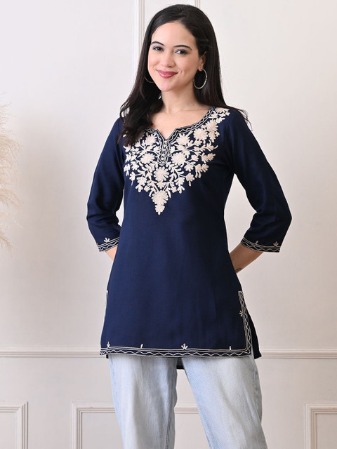 KALINI Women Embroidered Pure Cotton Kurti
