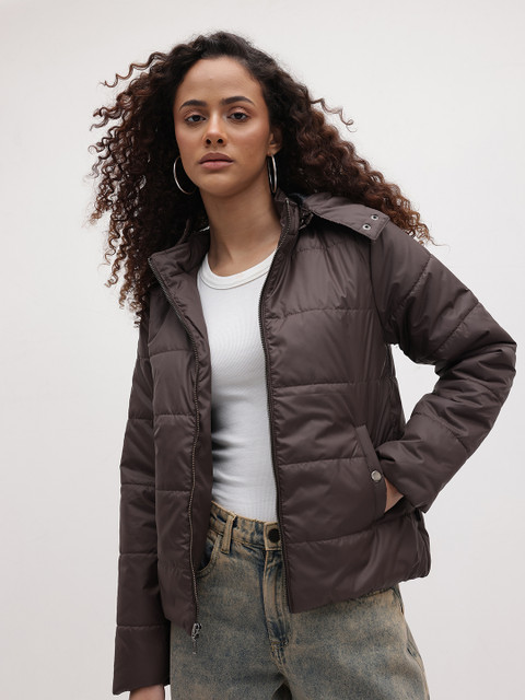 The Roadster Life Co. Faux Fur Trim Padded Jacket With Detachable Hood