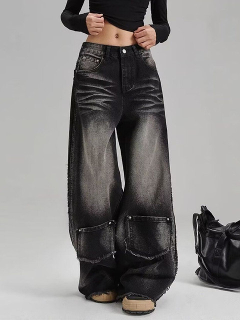 StyleCast Women Baggy Fit Mid-Rise Clean Look Heavy Fade Non Stretchable Cotton Jeans