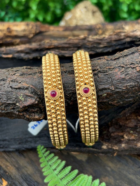 GRIIHAM Set Of 2 Gold Plated American Diamond Studded Bangles