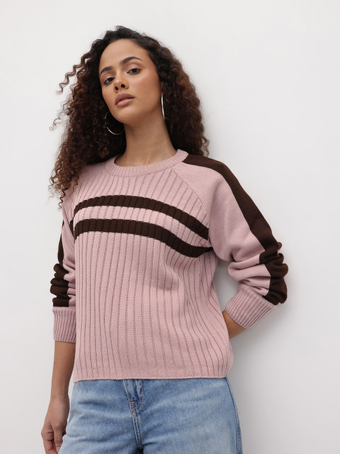 The Roadster Life Co. Raglan Sleeves Ribbed Striped Pullover