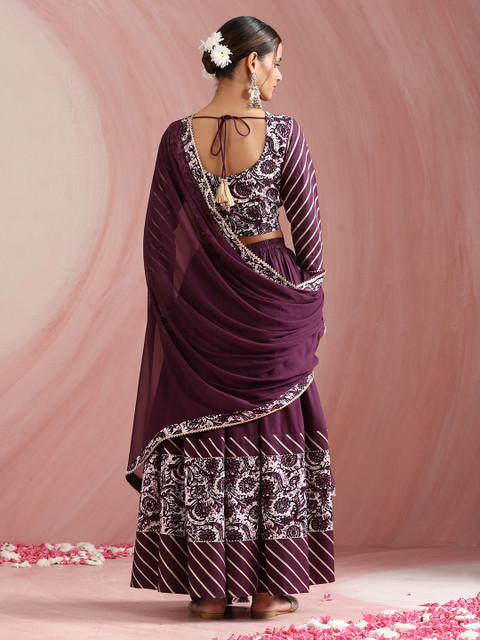 Khushal K Floral Printed Gotta Patti Ready to Wear Lehenga & Choli With Dupatta - Image 5