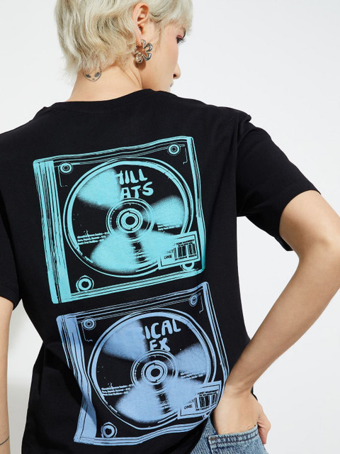 max Women Graphic Printed Round Neck Cotton T-shirt