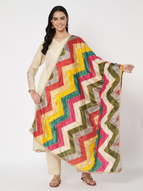 AKSHADEEP Laheriya Printed Foil Print Dupatta