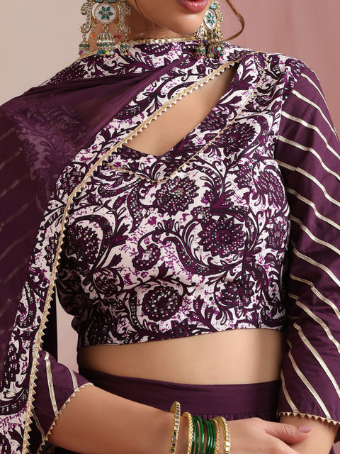 Khushal K Floral Printed Gotta Patti Ready to Wear Lehenga & Choli With Dupatta - Image 3
