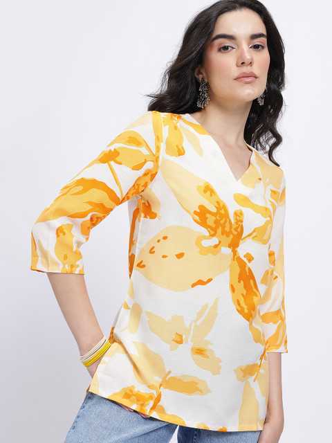 Anouk Rustic Floral Printed V-Neck Kurti