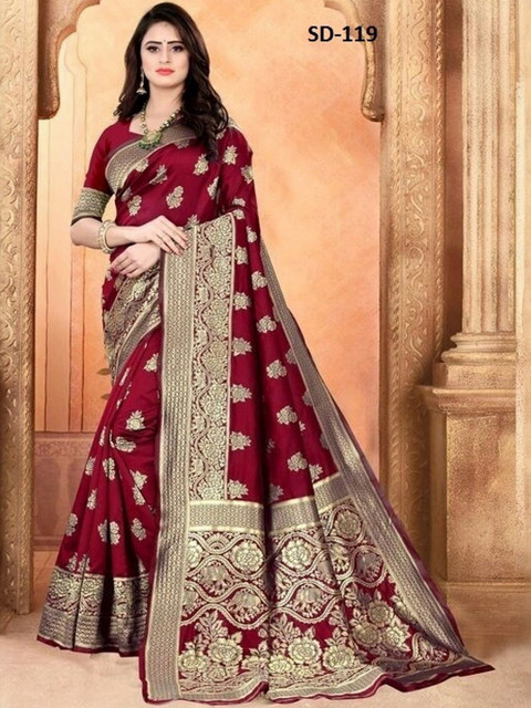 AVANTIKA FASHION Ethnic Motifs Woven Design Zari Kanjeevaram Saree
