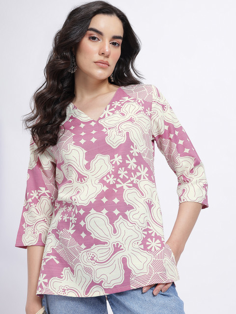 Anouk Rustic Floral Printed V-Neck Kurti