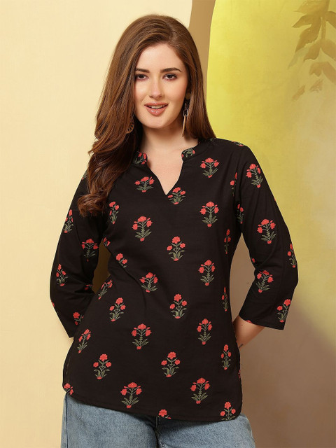 Anouk Rustic Women Floral Print Mandarin Collar Regular Top