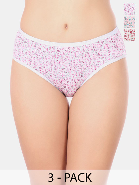 Bodycare Pack Of 3 Assorted Floral Cotton Outer Elasticated Basic Briefs