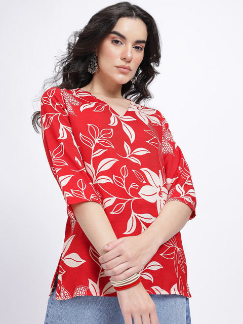 Anouk Rustic Floral Printed V-Neck Kurti