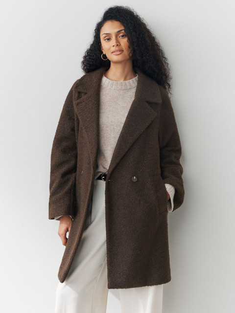 NEXT Notched Lapel Sherpa Longline Overcoat