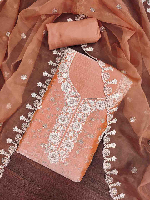 NEGRONI Floral Embroidered Thread Work Unstitched Dress Material