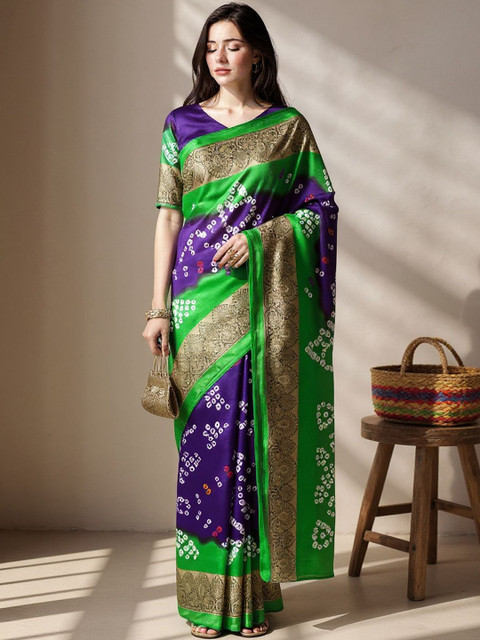 Anouk Rustic Woven Design Bandhani Print Zari Bandhani Saree