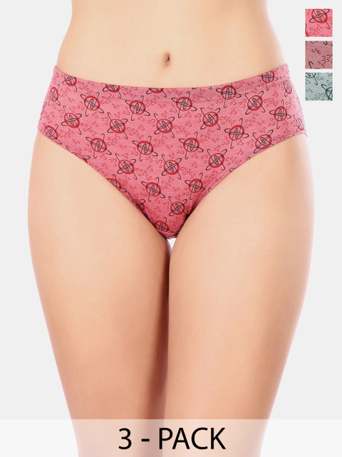Bodycare Pack Of 3 Premium Assorted Self-Designed Cotton Mid-Rise Basic Briefs - 5401