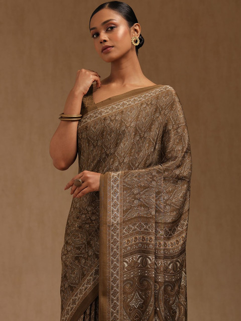 Soch Ethnic Motifs Printed Pure Crepe Saree