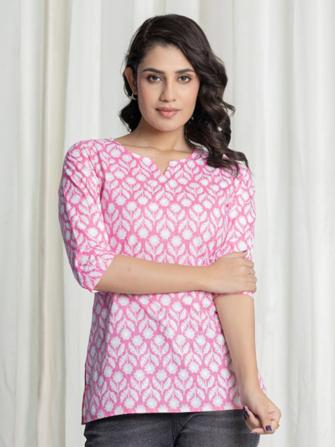 NUNCHII Women Rosewood Charm Cotton Short Kurti