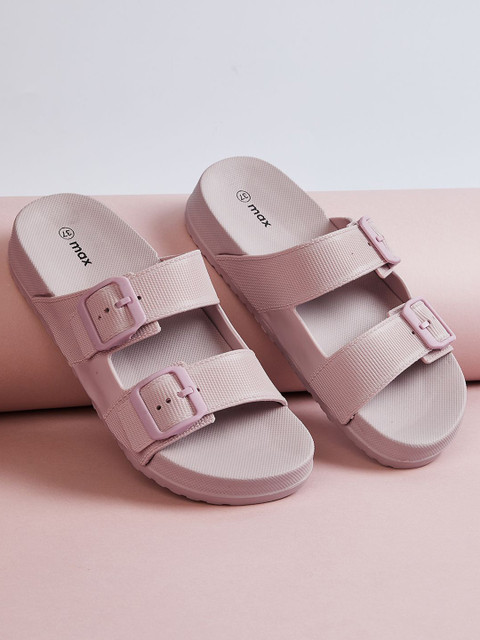 max Women Solid Buckle Detailed Sliders