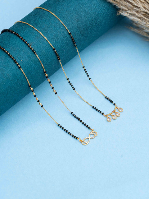 Zeraki Jewels Meher And Shamita Set Of 2 Stones Studded & Beaded Infinity Mangalsutras