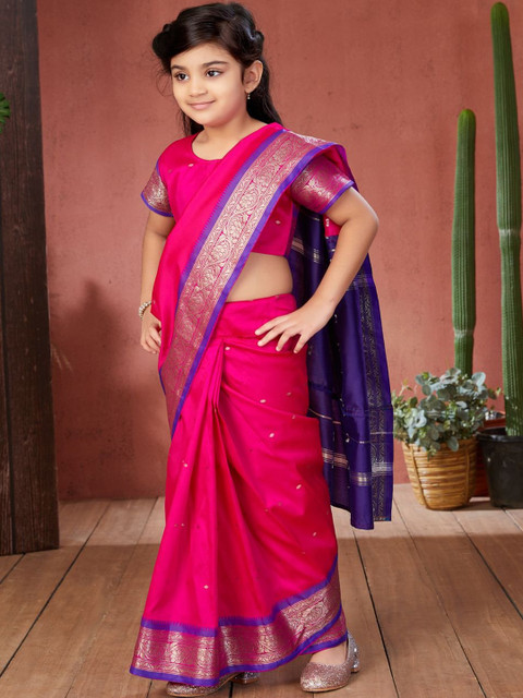 BAESD Girls Woven Design Zari Banarasi Saree