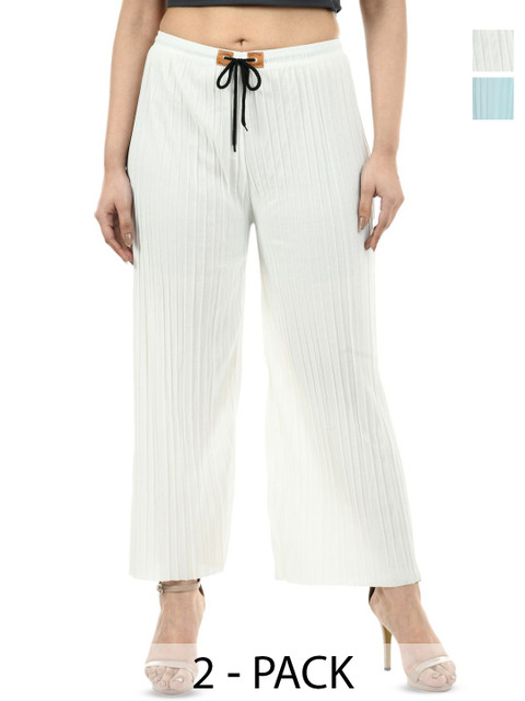 Brainbees Women Pack Of 2 Straight Palazzos