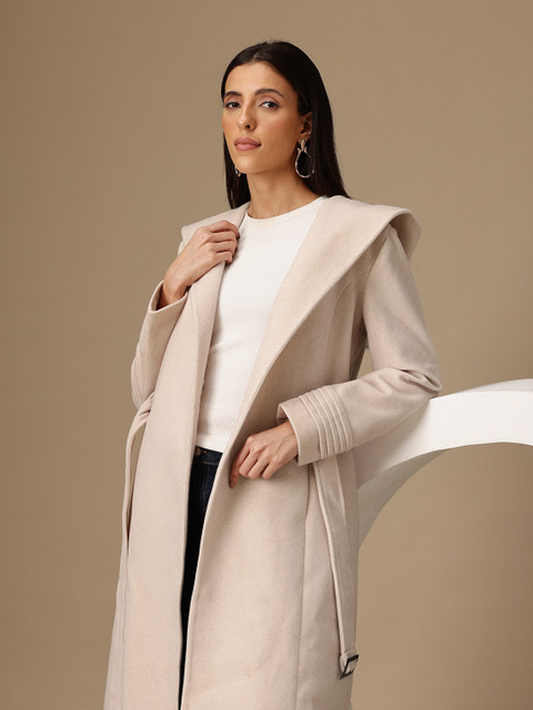 Chemistry Hooded Regular Fit Overcoat with Belt