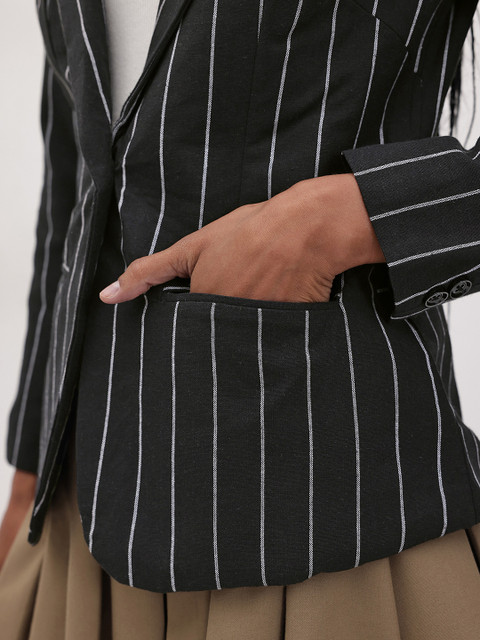 R.Code by The Roadster Life Co. Striped Single-Breasted Blazer - Image 7