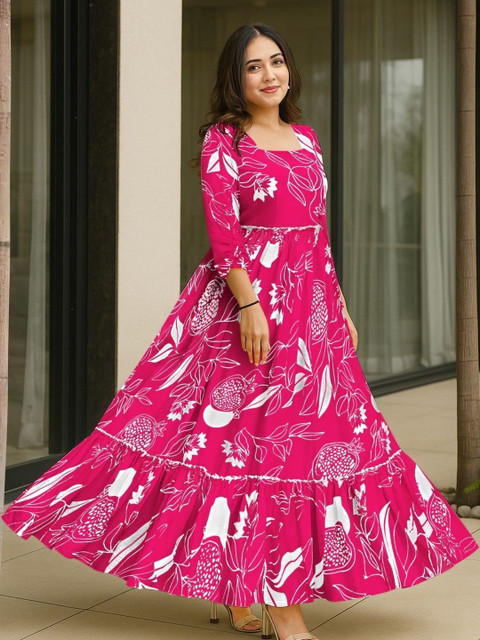 GADHESARIYA Women Cotton Printed A-Line Dresses