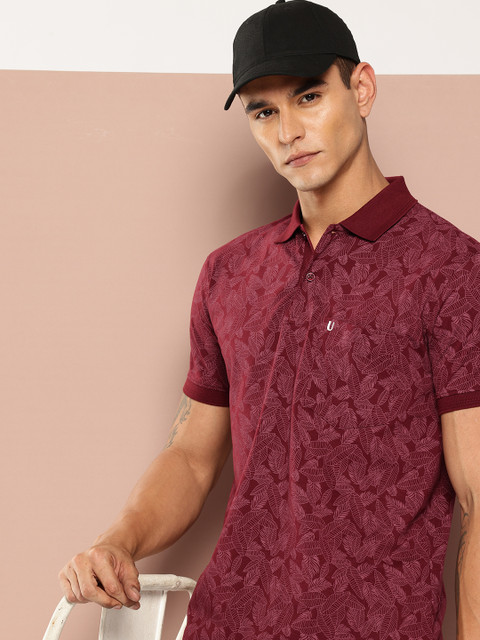 UNIBERRY Tropical Printed Polo Collar T-shirt