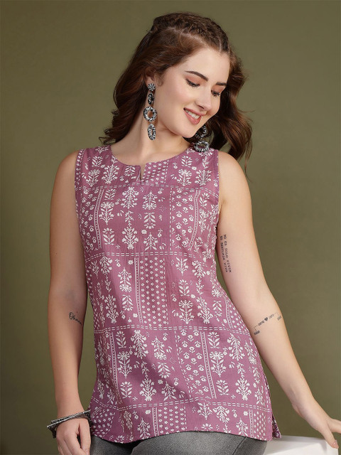 KALAMIR Women Ethnic Motifs Printed Pure Cotton Kurti