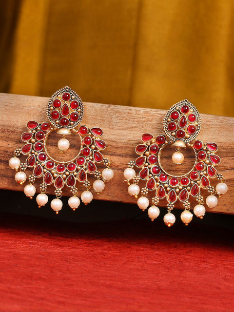 Anouk Women Metal Artificial Stones & Beads Chandbalis