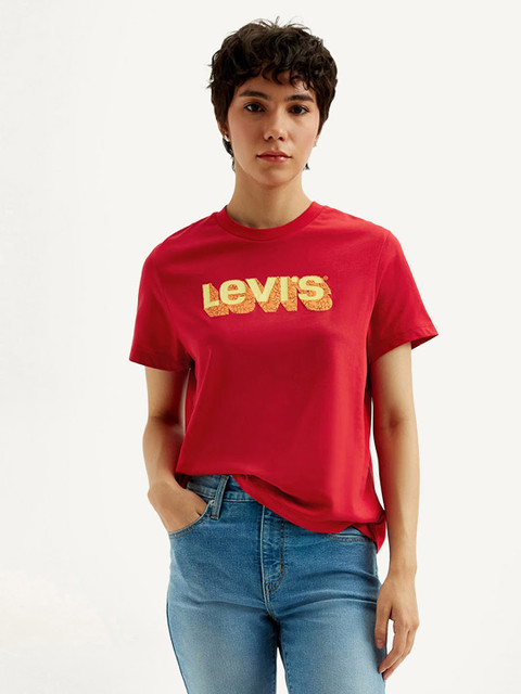 Levis Brand Logo Printed Pure Cotton T-shirt