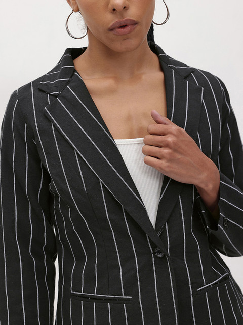 R.Code by The Roadster Life Co. Striped Single-Breasted Blazer - Image 2
