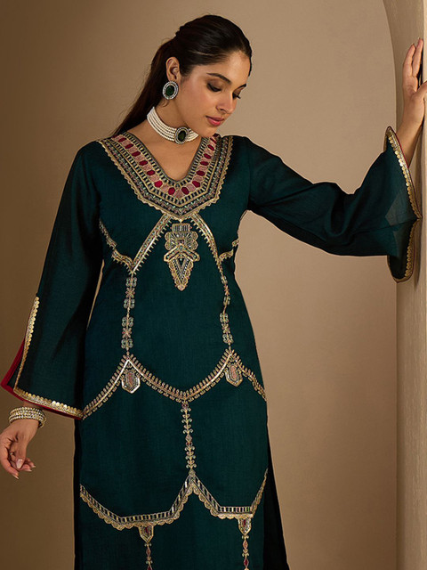 Indo Era Embroidered Tunic With Trousers Co-Ords