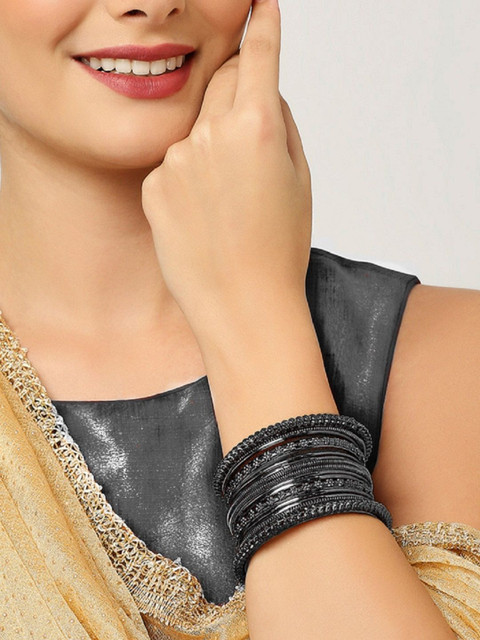 Sangria Set of 16 Oxidised Bangle - Image 2
