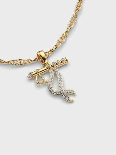 Jewelbox Women 18Kt Gold Divine Flute Design Pendant With 0.27 Carat Diamond - 1.34g