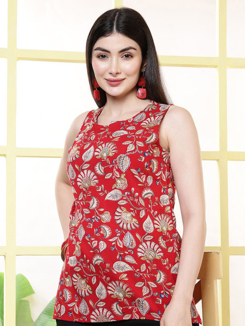 KALAMIR Women Floral Printed Sleeveless Top