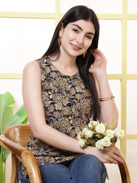 KALAMIR Women Floral Printed Round Neck Top