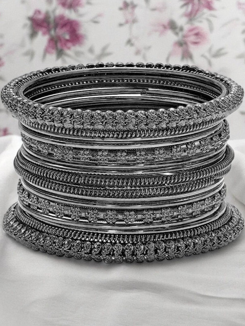 Sangria Set of 16 Oxidised Bangle - Image 3