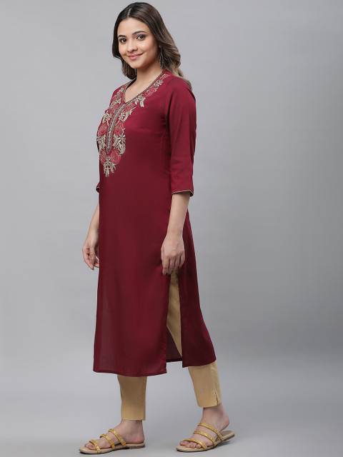 AURELIA Women Embroidered Thread Work Kurta - Image 5