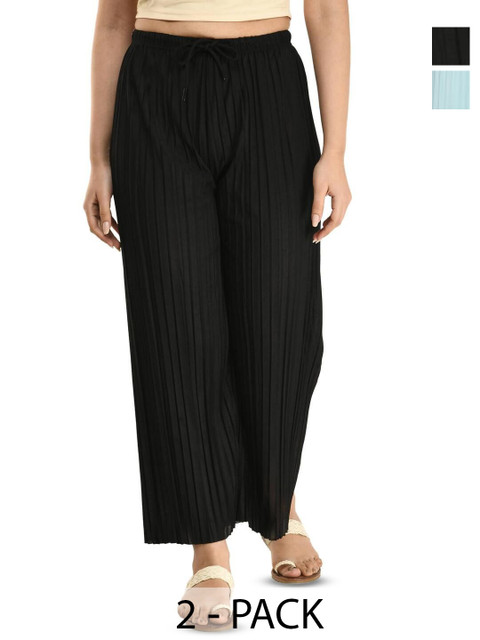 Brainbees Women Pack Of 2 Straight Palazzos