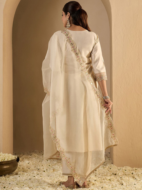 Indo Era Women Ethnic Motifs Printed Kurta with Trousers & Dupatta - Image 4