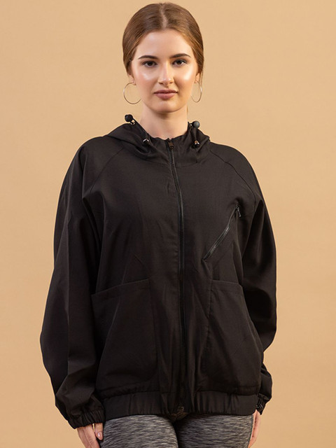 Mast & Harbour Women Hooded Solid Windcheater Tailored Jacket