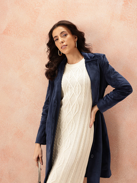 all about you Single-Breasted Velvet Longline Overcoat