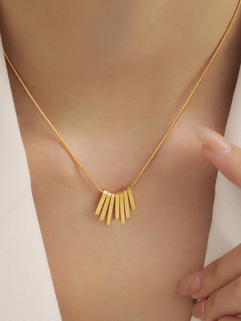 Jewels Galaxy Stainless Steel Gold-Plated Quirky Pendant With Chain